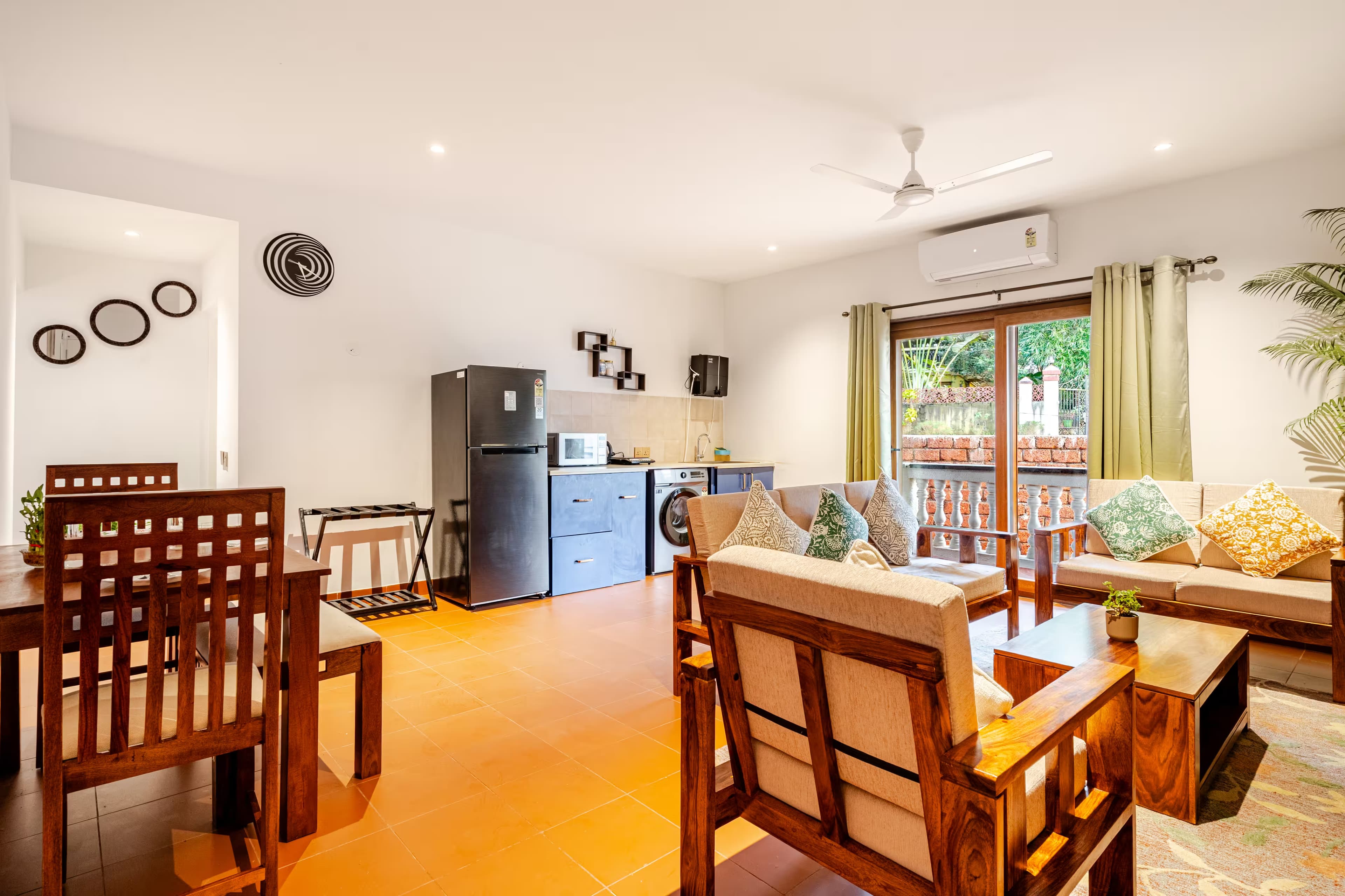 C101 apartment living and dining area in Nerul Goa